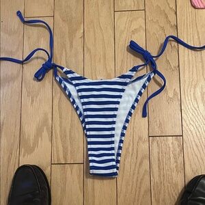 Striped Blue and White Bikini Bottom